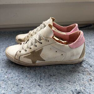 Golden Goose | Women's Super-Star with gray suede star and pink leather heel tab